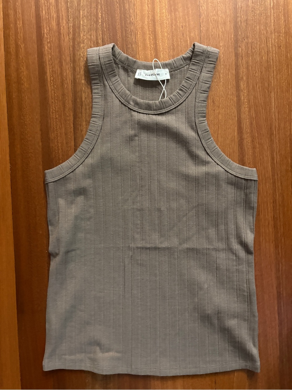 Everlane Racerback Tank in Pointelle - Heathered Chocolate Chip